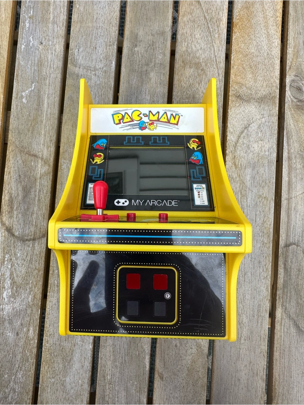 Arcade Yellow Pac-Man Tabletop Mini Arcade Console with Red Controls